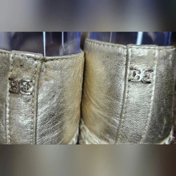 Sam Edelman Kesia Gold Leather Rounded Toe Slip On Espadrilles Classic Size 7 - Picture 6 of 16